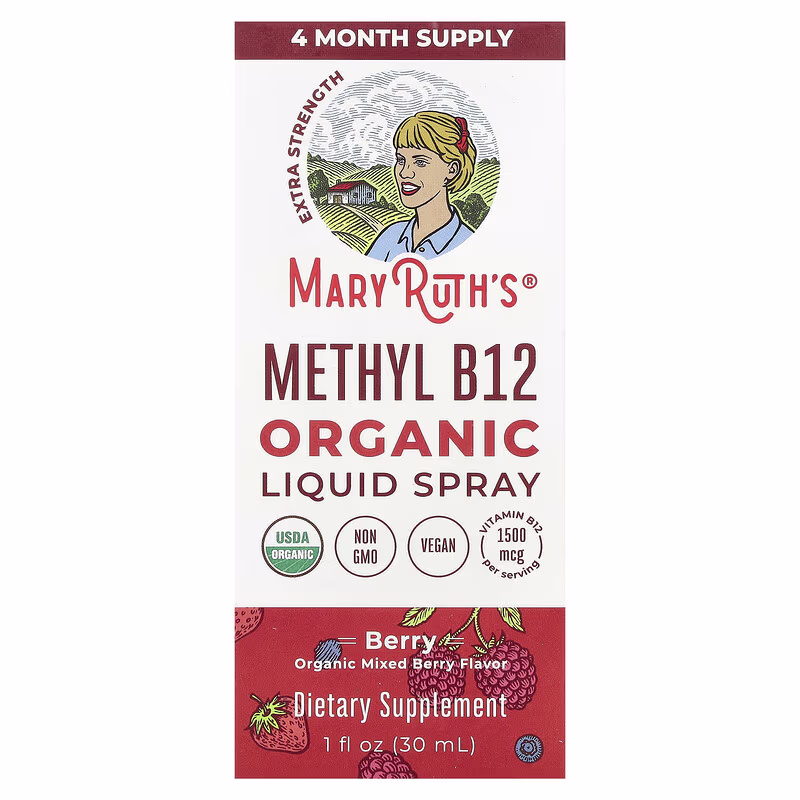 MaryRuth's, Organic Methyl B12 Liquid Spray, Berry, 1,500 mcg, 1 fl oz (30 ml)