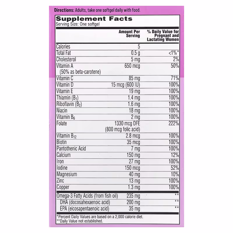 One-A-Day, Prenatal, 60 Softgels - Image 4