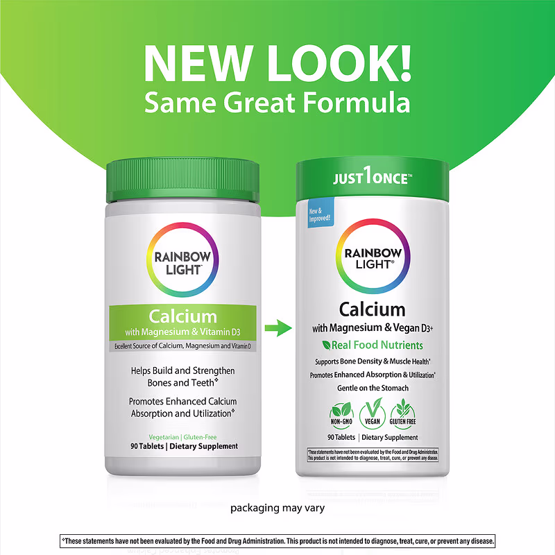 Rainbow Light, Calcium with Magnesium & Vitamin D3+, 90 Tablets - Image 3