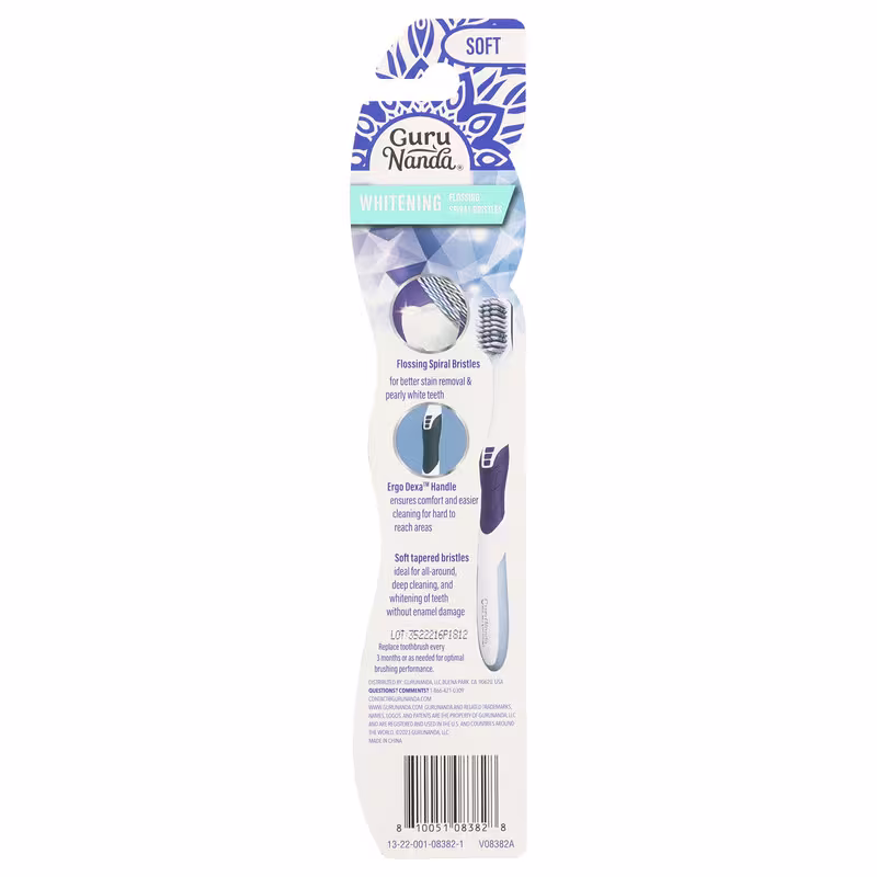 GuruNanda, Whitening Flossing Spiral Bristles Toothbrush, Soft, 1 Toothbrush - Image 2