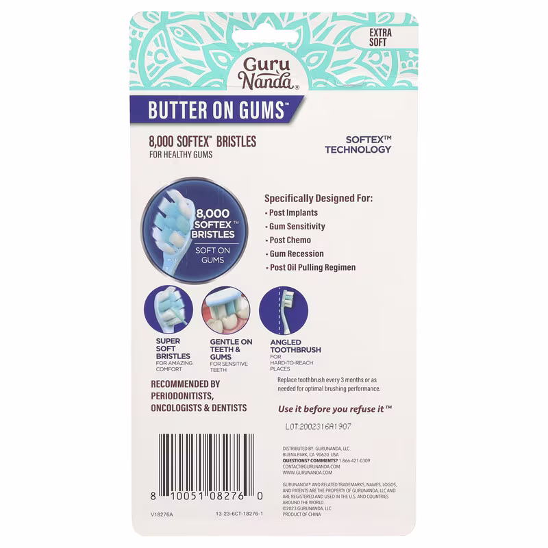 GuruNanda, Bristle Toothbrush Multi-Pack, Extra Soft, 6 Toothbrushes - Image 2