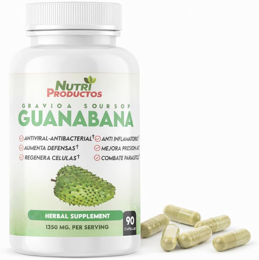 Serene Herbs Nutrisalud Products Capsulas de Guanabana Extra potente 1350mg per Serving. Set de 2 frascos con 90 Cap c/u. Aumenta Defensas, Anti Inflamatorio, Mejora Presion Arterial, Regenera Celulas. - Image 3