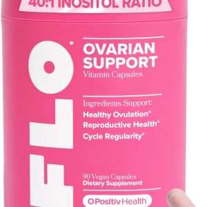 O Positiv FLO Ovarian Health Support - Hormone Balance for Women, Supplement with DIM, Myo & D-Chiro Inositol, Folic Acid - Supports Healthy Ovulation, Cycle Regularity - 30 Servings
