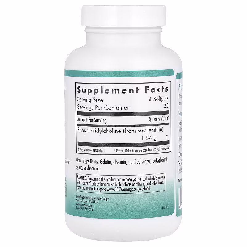 Nutricology, Phosphatidyl Choline, 100 Softgels (0.385 g per Softgel) - Image 2