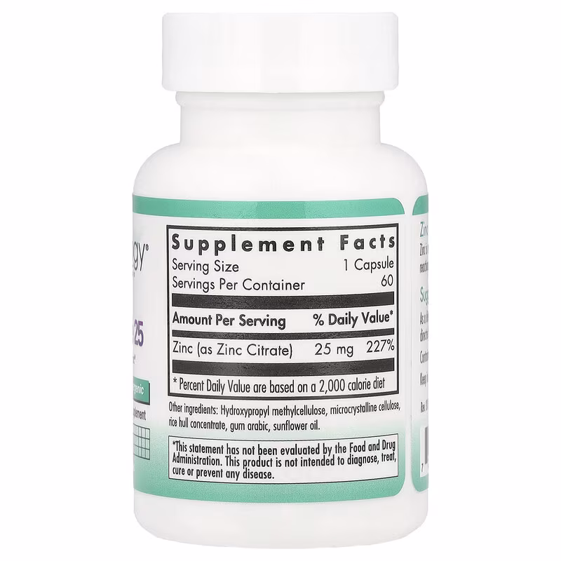 Nutricology, Zinc Citrate 25, 25 mg, 60 Vegetarian Capsules - Image 2