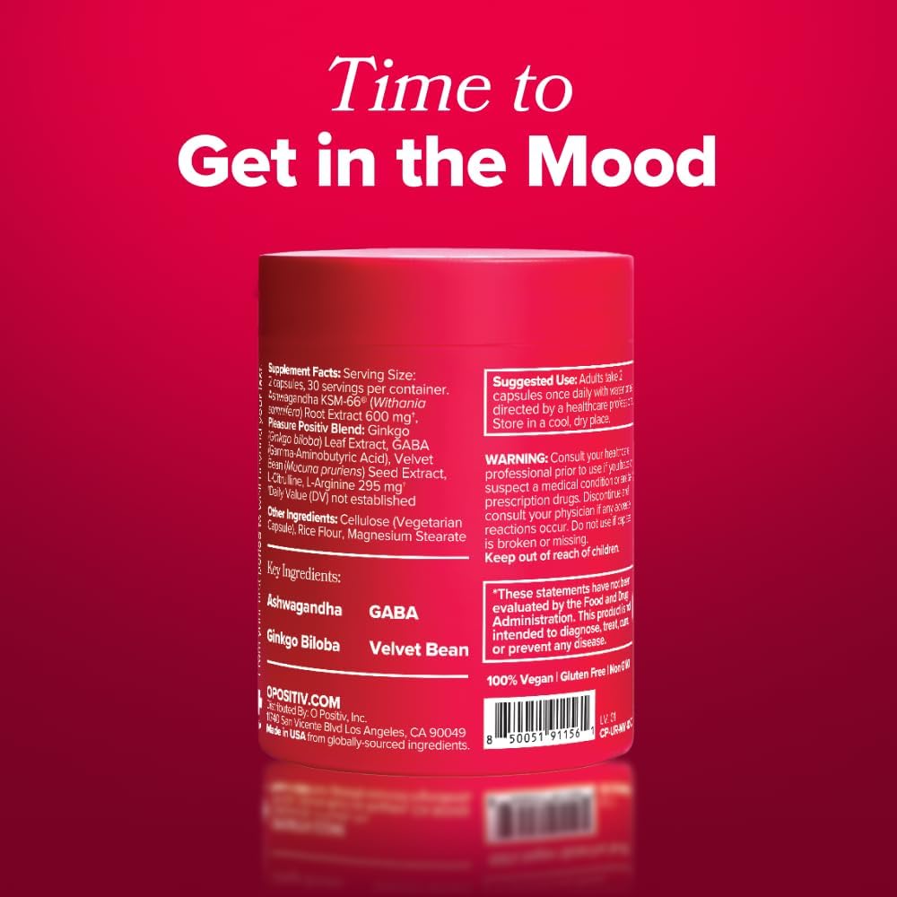 O Positiv URO Vaginal Moisture & Mood – Formulated to Support Vaginal Moisture, Mood & Relaxation – with KSM-66® Ashwagandha, Ginkgo Biloba, Mucuna pruriens, and GABA – 30 Servings - Image 6