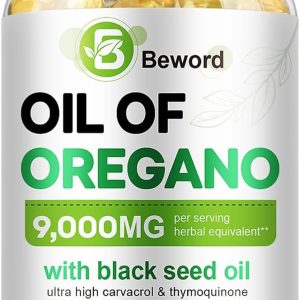 Serene Herbs Oil of Oregano with Black Seed Oil, 90/280/560/840 Softgels, 9000mg Per Serving – 2-in-1 Oregano Supplement for Immune Health with High Carvacrol & Thymoquinone | Plant-Based, Non-GMO