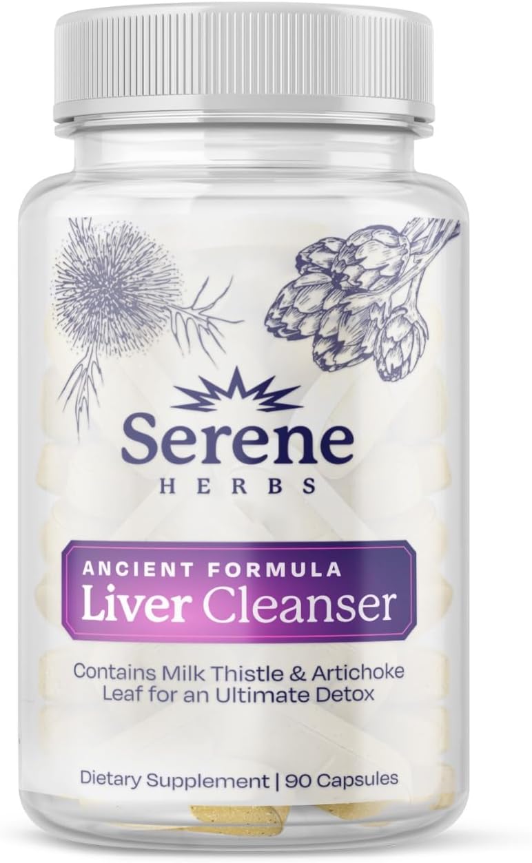 Serene Herbs Liver Cleanse Detox & Repair Formula – Pure Health Liver Support with Milk Thistle, Artichoke & Dandelion Root for Fatty Liver & Liver Health Herbal Detox Supplement Capsules (60 Count)