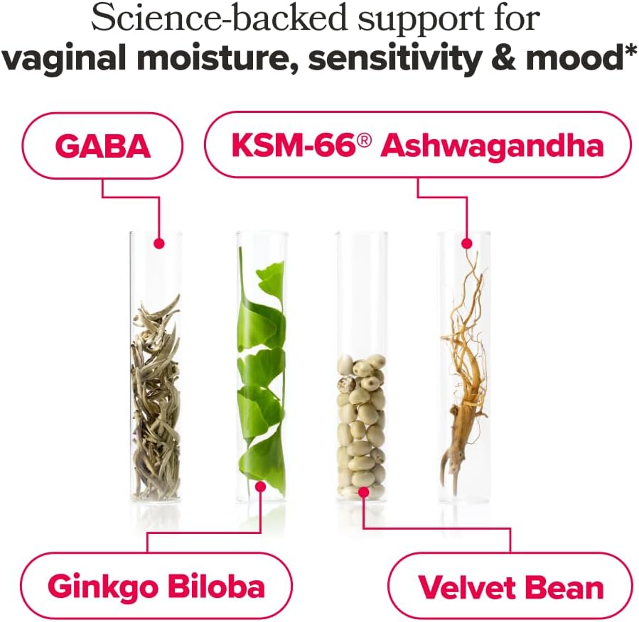 O Positiv URO Vaginal Moisture & Mood – Formulated to Support Vaginal Moisture, Mood & Relaxation – with KSM-66® Ashwagandha, Ginkgo Biloba, Mucuna pruriens, and GABA – 30 Servings - Image 3