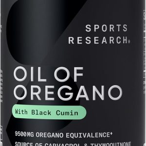 Serene Herbs Sports Research® Oil of Oregano 9500mg w/Black Cumin Seed Oil & Ginger Oil - 3-1 Antioxidant Combination Supplement Rich in Thymoquinone & Carvacrol - Gluten Free · Non-GMO - 60 Softgels