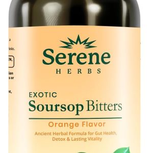 Serene Herbs Soursop Bitters Liquid – Organic Herbal Sour SOP Guanabana with Black Seed, Moringa, Irish Moss & Ginger – Gut Support, Energy & Immune Boost – Vegan, Non-GMO – Orange Flavor – 16 oz
