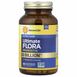 Renew Life, Extra Care Ultimate Flora™ Probiotic, 50 Billion CFU, 60 Delayed Release Vegan Capsules