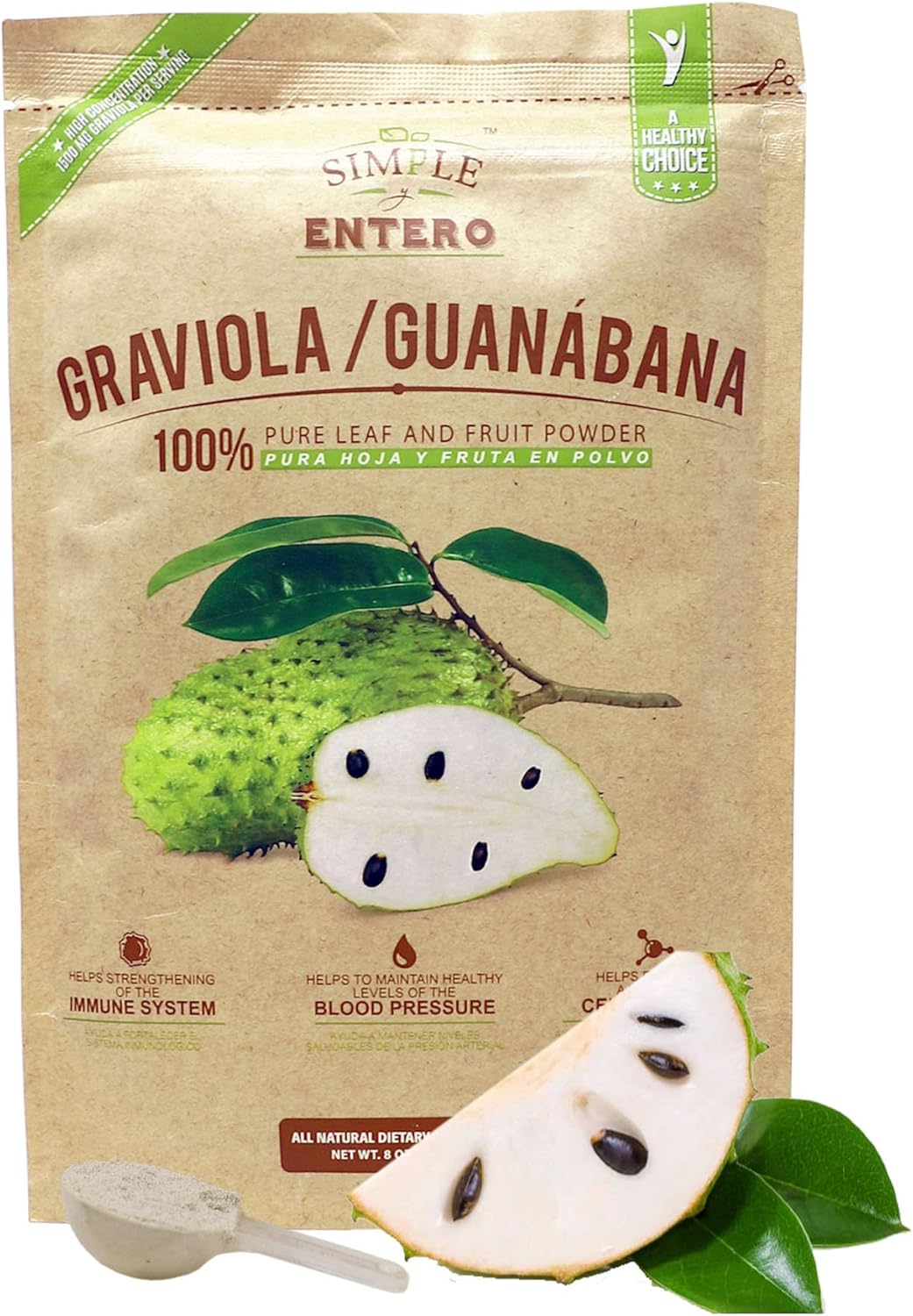 Serene Herbs Graviola/GuanĂ¡bana (Soursop) Supplement, 100% Pure Leaf & Fruit Powder, No Additives or Fillers, 8 oz Resealable Bag - Image 5
