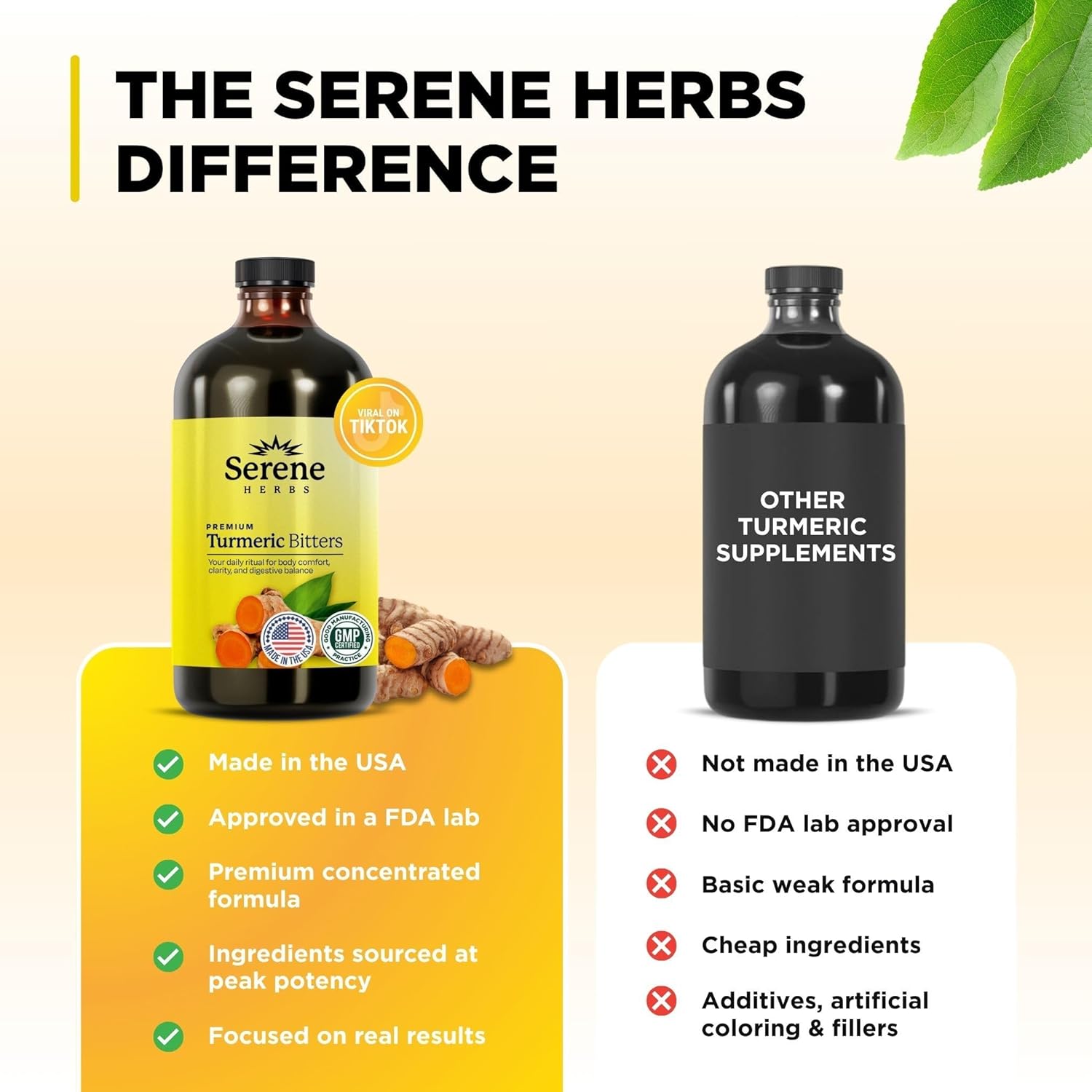 Serene Herbs Liquid Turmeric with Black Pepper - Turmeric Shots Curcumin Supplement 1000mg Extra Strength Herbal Drink, Digestive Bitters for Bloating Relief, Joint Health, Energy & Clarity - 16oz - Image 4