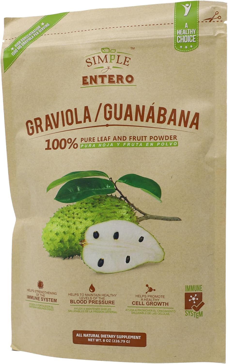 Serene Herbs Graviola/GuanĂ¡bana (Soursop) Supplement, 100% Pure Leaf & Fruit Powder, No Additives or Fillers, 8 oz Resealable Bag - Image 3