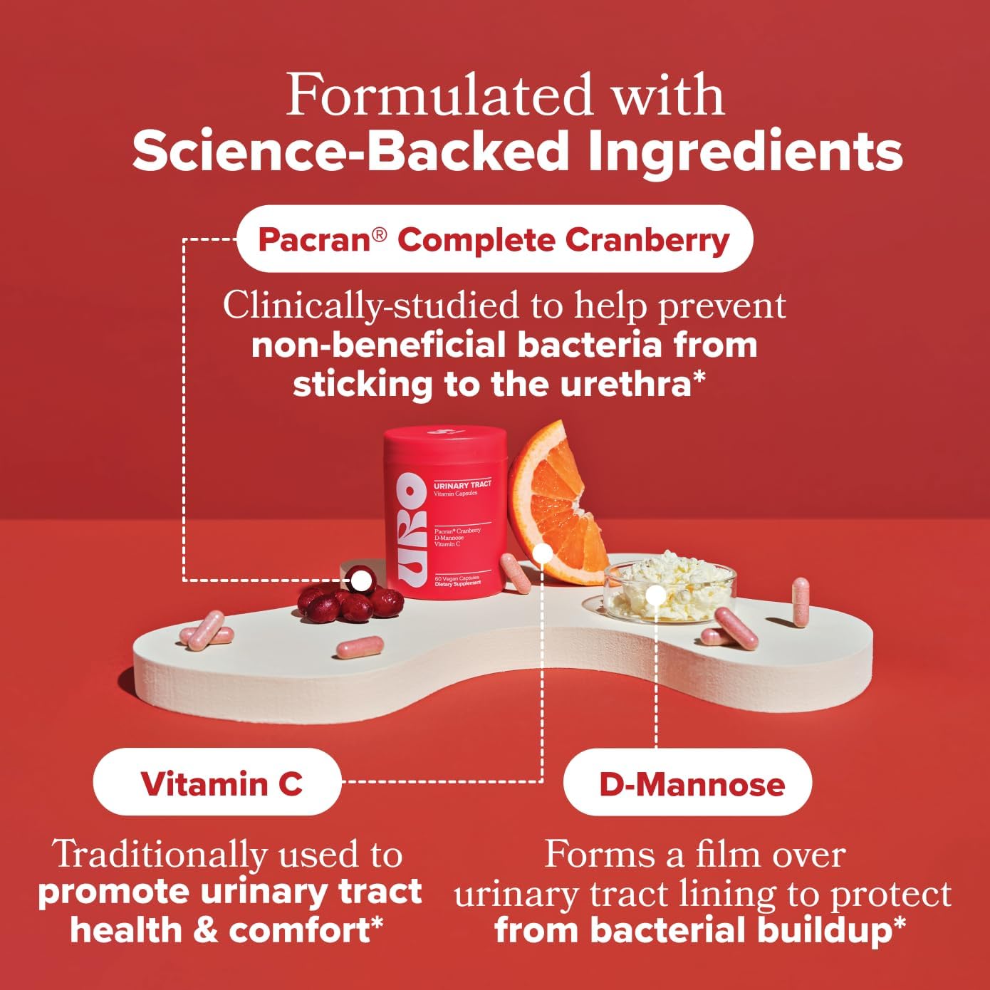 O Positiv URO Urinary Tract Health Supplement for Women, 60 Count (Pack of 1) - Urinary Support Vitamins with Pacran Complete Cranberry Extract, D-Mannose, & Vitamin C - Vegan & Gluten-Free - Image 7