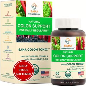Natural Stool Softener for Constipation Relief – Safe for Daily Use & Postpartum | Gentle Herbal Formula for Adults & Seniors | 60 Capsules | Sana Herbal