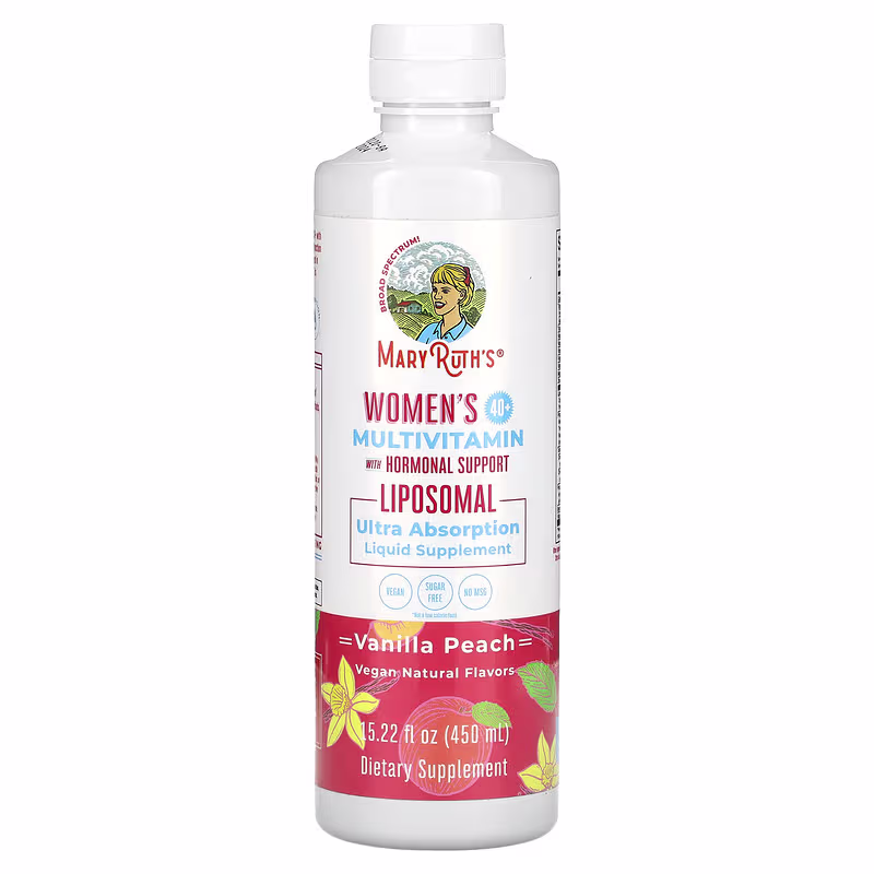MaryRuth's, Women's 40+ Multivitamin with Hormonal Support, Vanilla Peach, 15.22 fl oz (450 ml)
