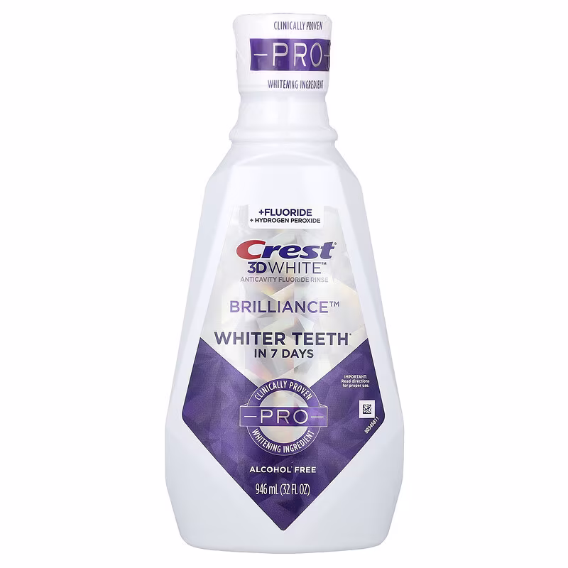 Crest, 3D White, Anticavity Fluoride Rinse, Brilliance, Alcohol Free, 32 fl oz (946 ml)
