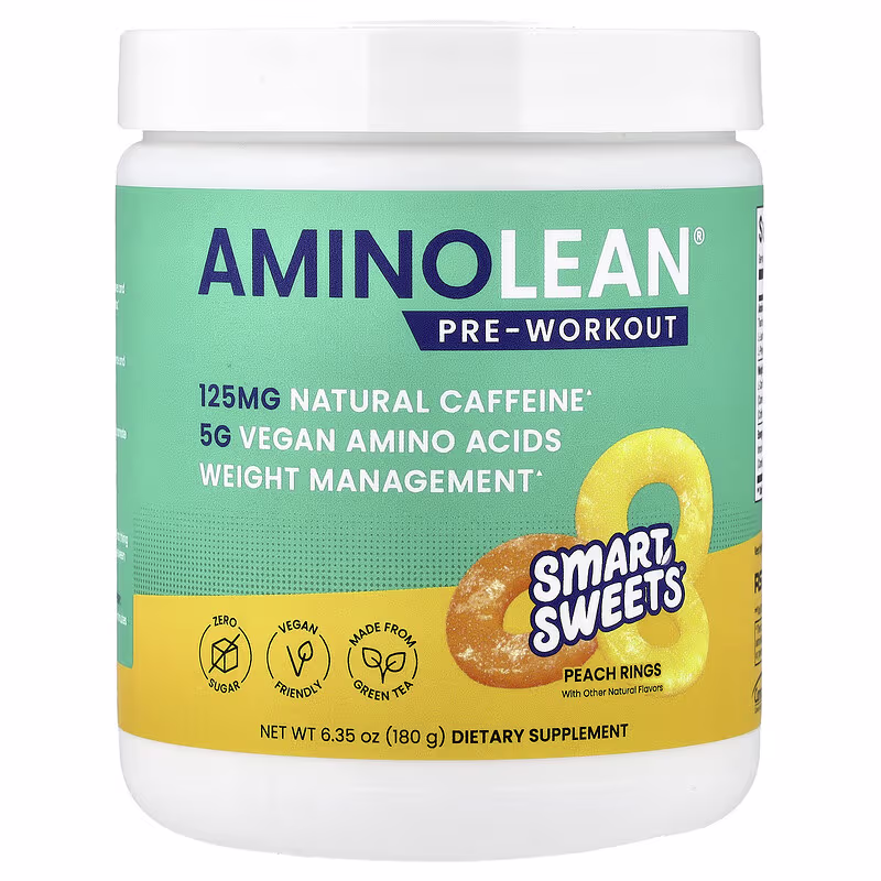 RSP Nutrition, Amino LeanĀ® Pre-Workout, Peach Rings, 6.35 oz (180 g)