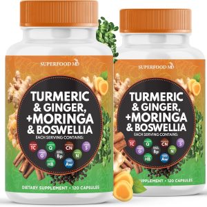 Serene Herbs Turmeric Moringa Supplement | Ginger, Boswellia, Saffron, Holy Basil- Joint Support Supplement for Women and Men with Ceylon Cinnamon, Quercetin, Tart Cherry- 240 Count