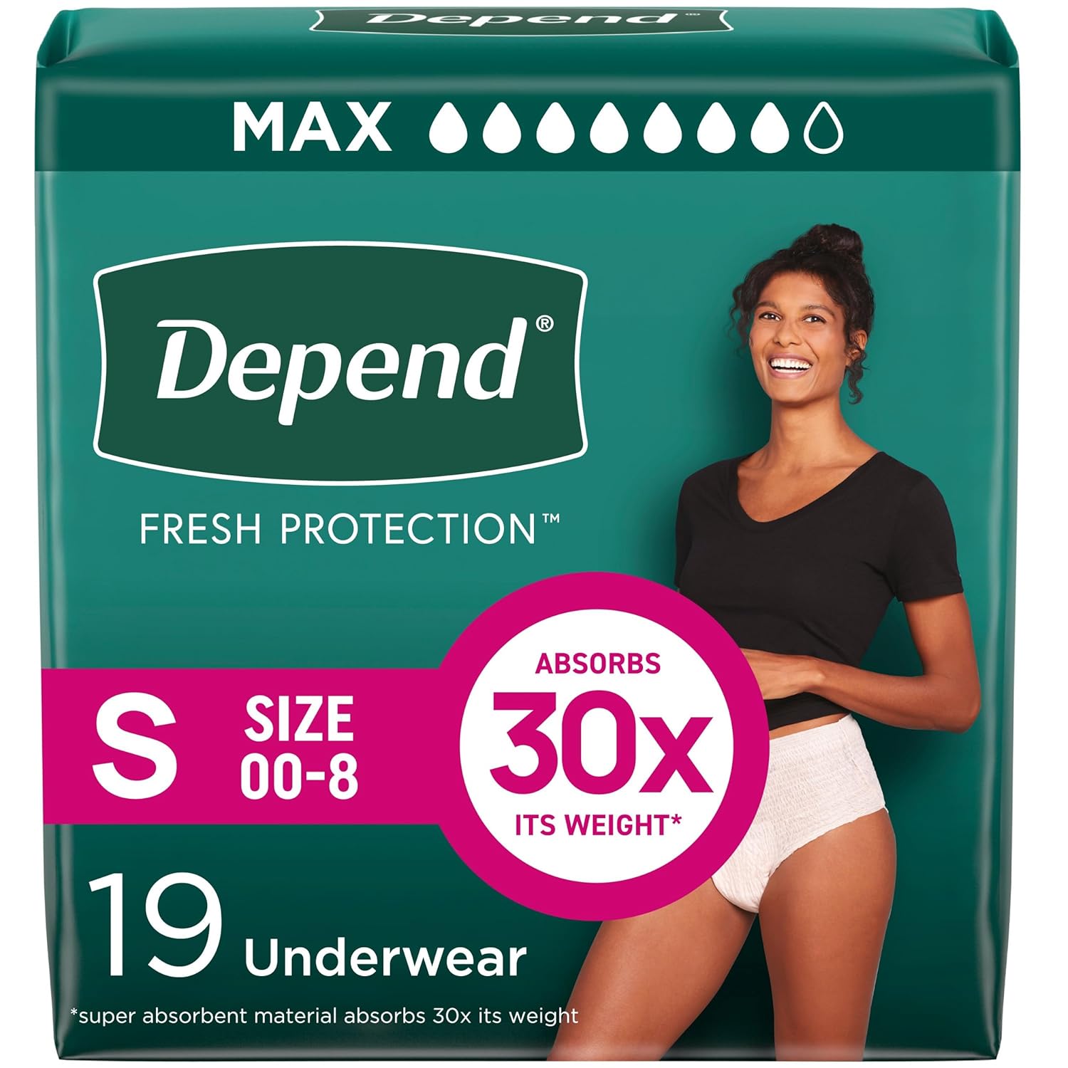 Depend Small, 19: Fit-Flex Incontinence Underwear For Women, Maximum Absorbency, S, Tan, 19 Count (Packaging May Vary)