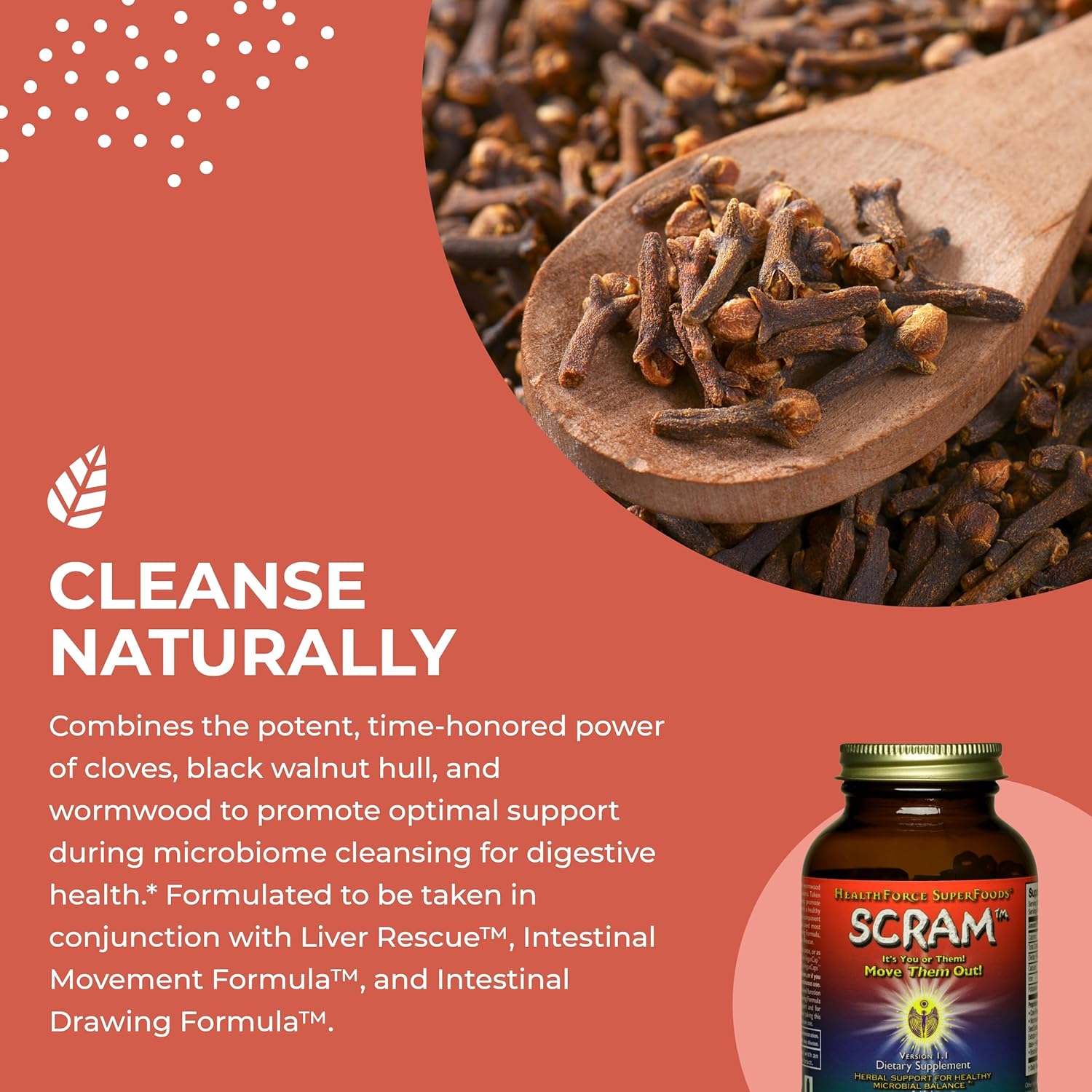 Serene Herbs HEALTHFORCE SUPERFOODS Scram - Herbal Supplement with Milk Thistle, Wormwood & Black Walnut - Digestion Support Capsules - 150 Vegan Capsules - Image 6