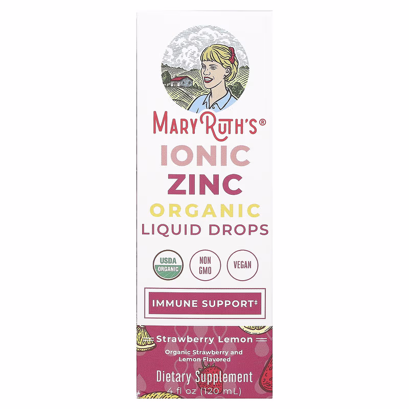 MaryRuth's, Organic Ionic Zinc Liquid Drops, Strawberry Lemon, 3 mg, 4 fl oz (120 ml)