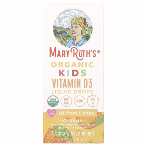 MaryRuth's, Organic Kids Vitamin D3 Liquid Drops, 4-13 Years, Orange, 640 IU, 0.5 fl oz (15 ml)