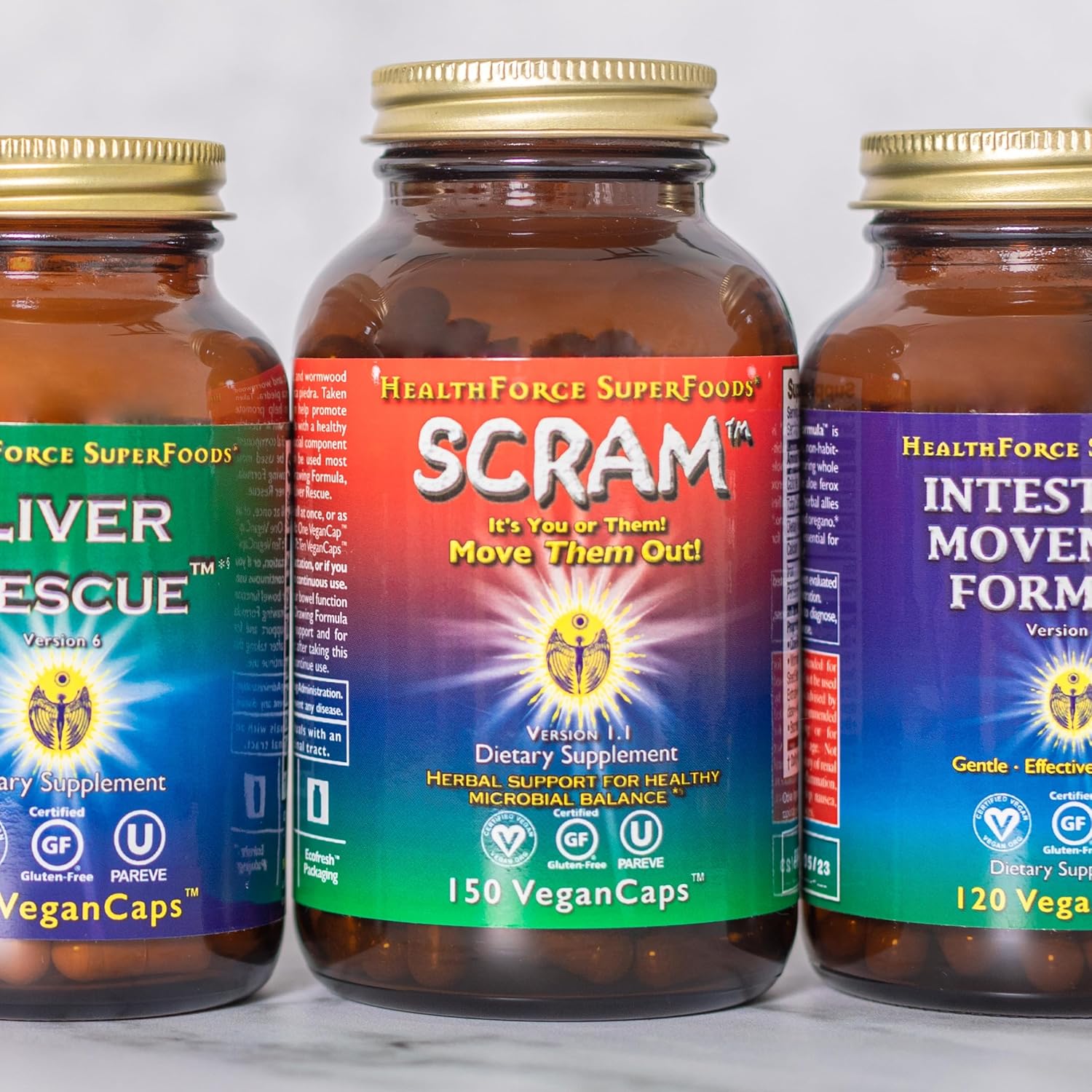 Serene Herbs HEALTHFORCE SUPERFOODS Scram - Herbal Supplement with Milk Thistle, Wormwood & Black Walnut - Digestion Support Capsules - 150 Vegan Capsules - Image 3