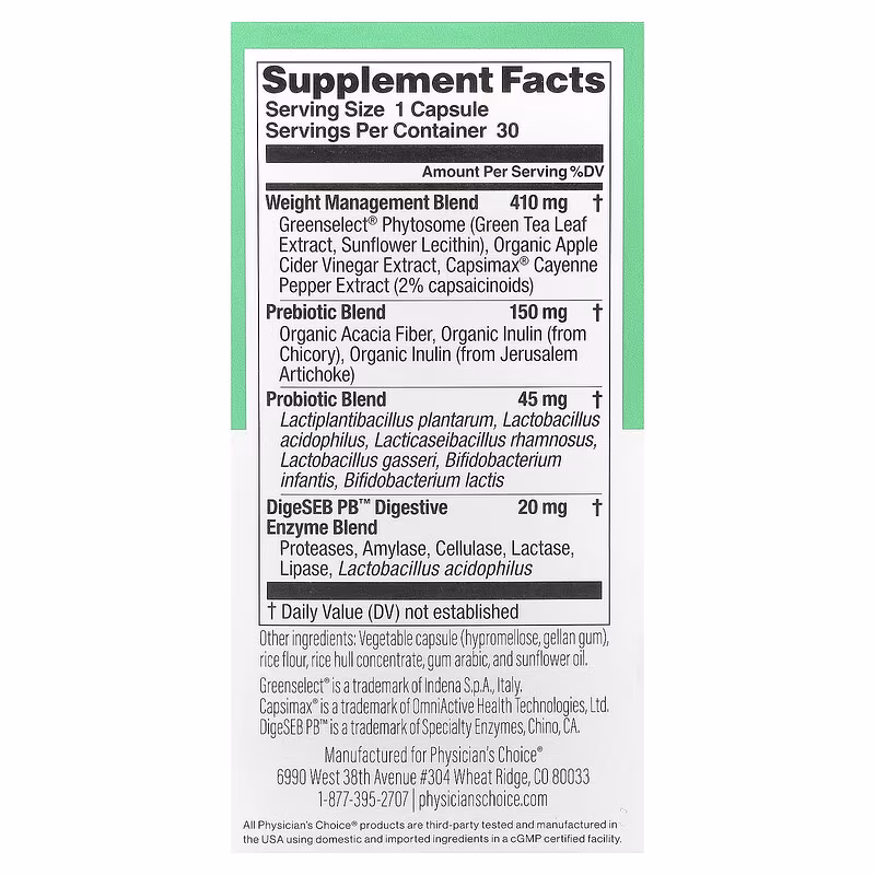 Physician's Choice, Thin 30 Probiotic, 30 Capsules - Image 3
