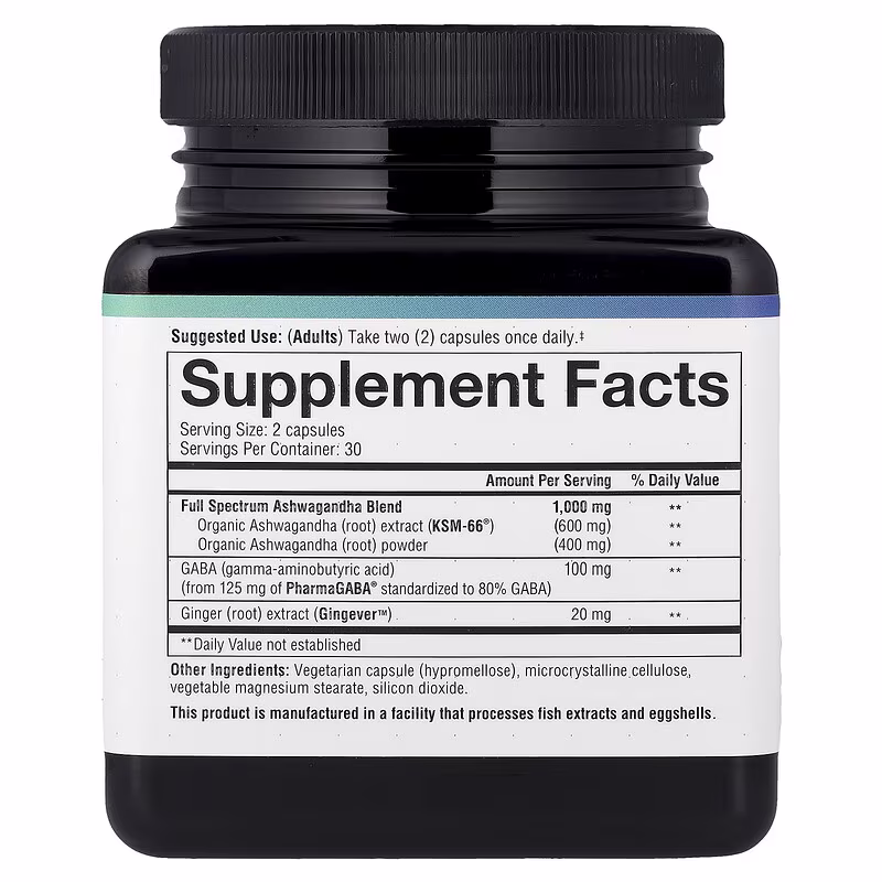 Youtheory, Ashwagandha + GABA, 60 Vegetarian Capsules - Image 2